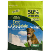 Sac de nourriture pour animaux de compagnie avec fermeture à glissière / sac de nourriture en plastique pour animaux / sac de nourriture pour chien